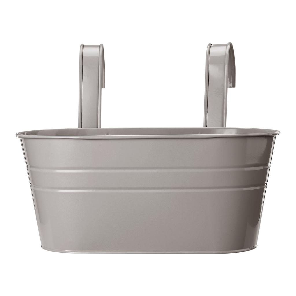 Hanging Flower Pot with Detachable Hooks Iron Metal Bucket Plant Pot for Railing Balcony White