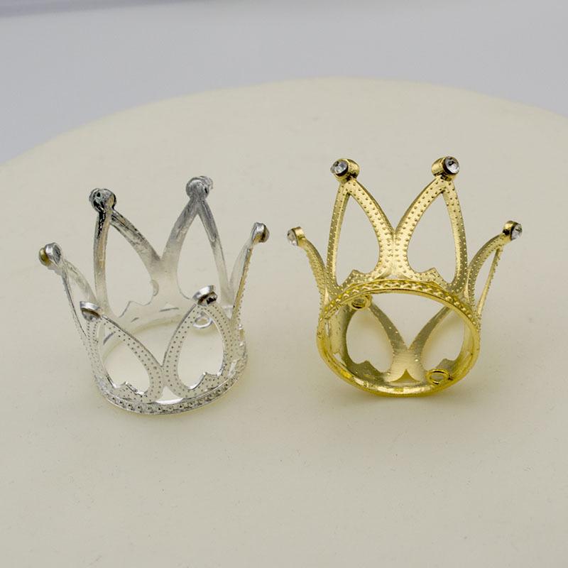 Factory Direct Supply Birthday Cake Baking Decoration Zinc Alloy Children's Small Round Crown Mini Crown Ornament In Stock