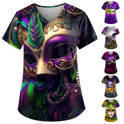 Tenue Thème Carnaval pour Femme Masque de Fête Motif Haut pour Aidant