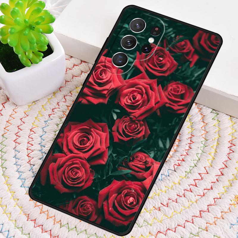 Red Rose TPU Phone Case For Samsung Galaxy note 10 pro S26 S25 S24 S23 S22 Ultra Plus S21 FE S20 Shockproof Cover