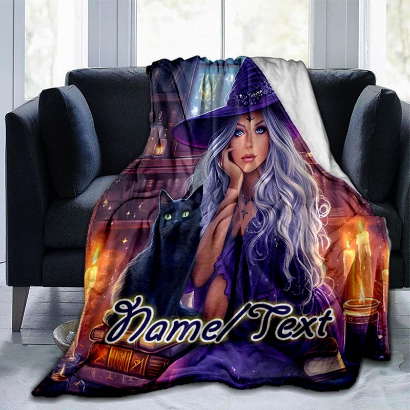 1PC Custom Name Witchcraft Magic Outdooor Flannel Blankets Throw Blanket All-Season Throw Gift Bedspread for Couch, Bed, Camping Holiday Birthday Gift