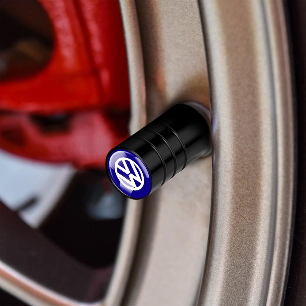 4pcs Metal Car Wheel Tire Valve Caps Stem Case With Logo For Volkswagen VW R Polo Passat Rline Golf 4 5 6 Tiguan Jetta GTI ID.3 kj6