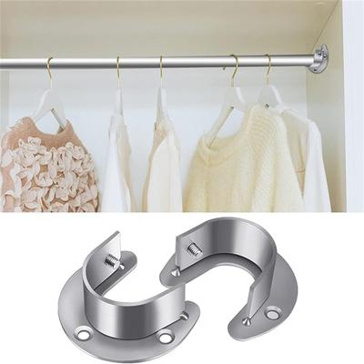Thick Stainless Steel Pipe Bracket Dia Tube Support Flange Seat for Wardrobe Hanging Rail Rod Pole Socket End Holder