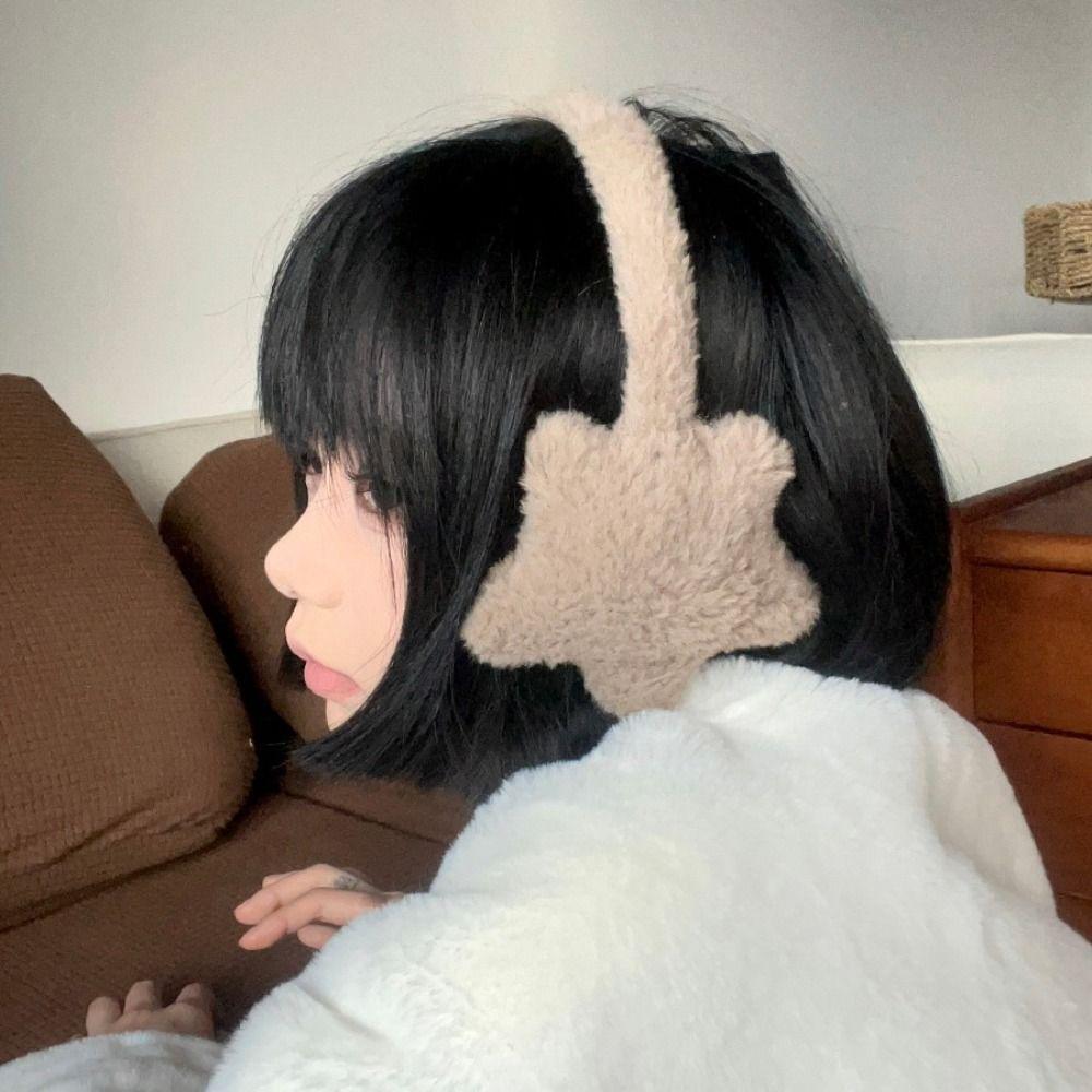 Coldproof Winter Plush Earmuffs Warm Women Fluffy Earflap Cute Y2k Star Earmuffs  Girls