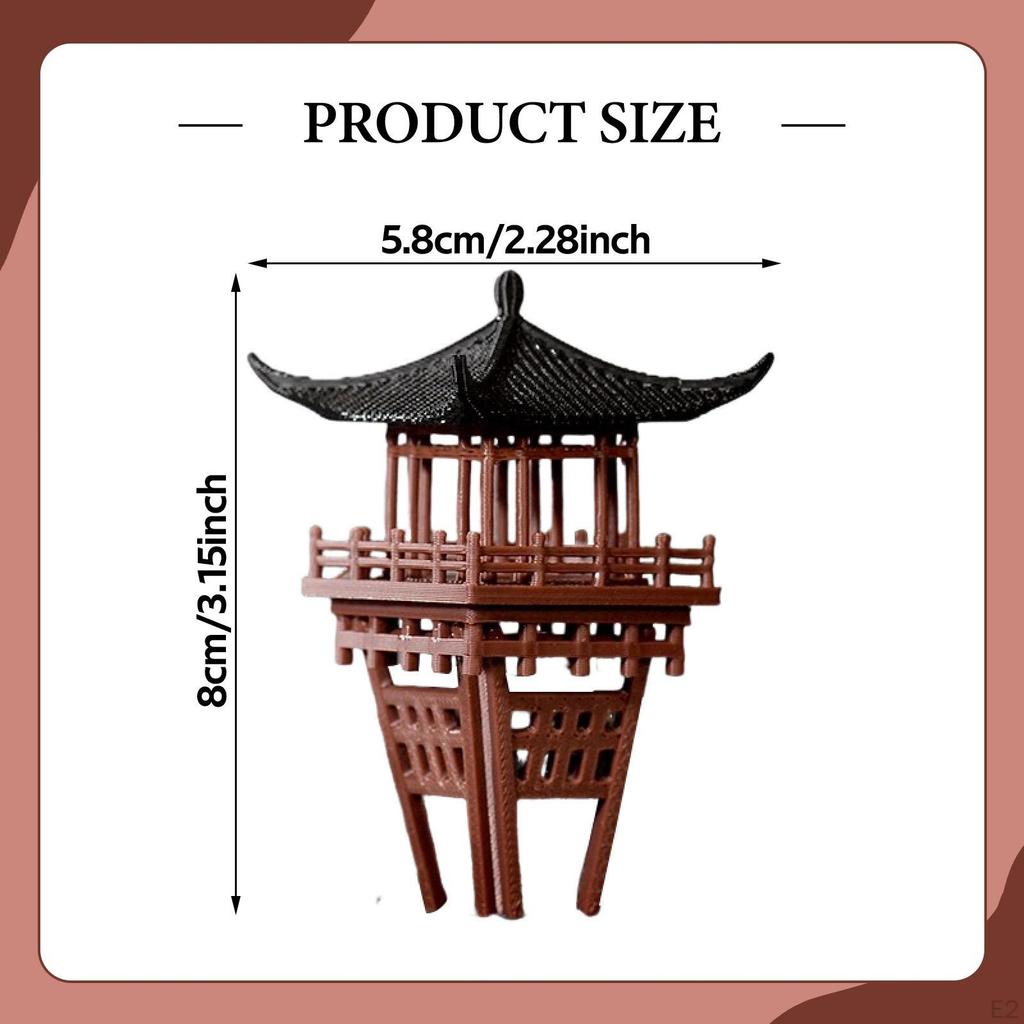 Miniature Chinese Pavilion Statue Micro Environment Accent Ornament