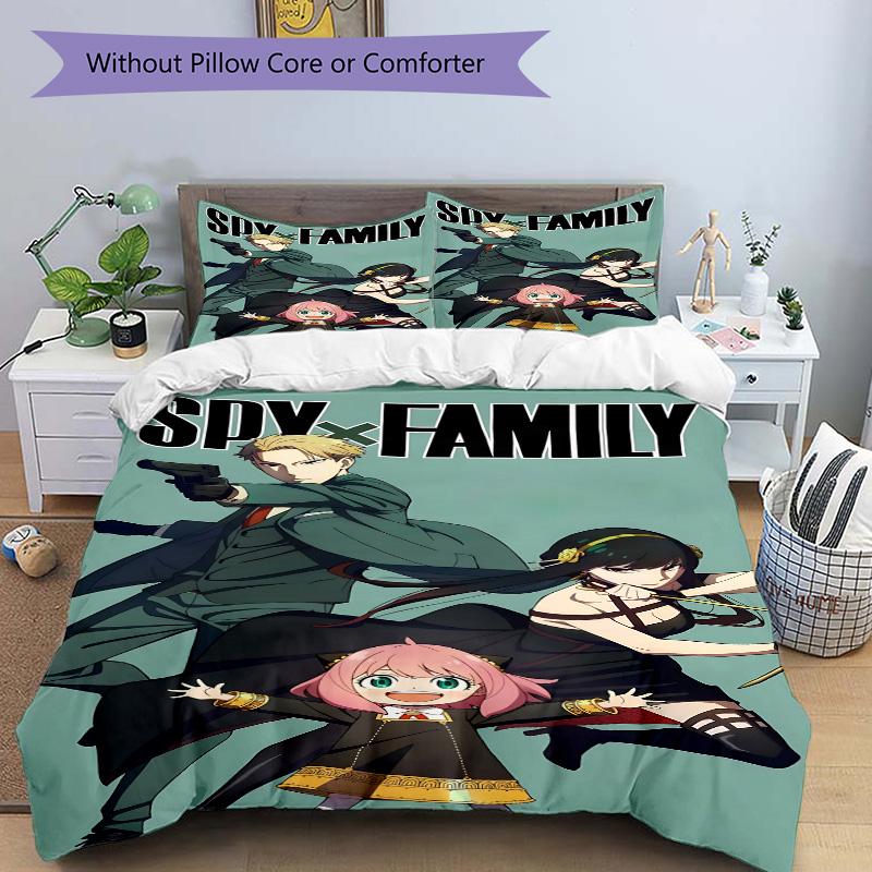 Spy Family Adventure Print 3Pcs Bedding Setduvet Cover With 2 Bedropillowcase Home Birthday Gift