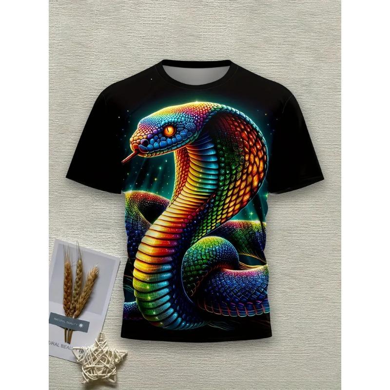 Fashion 3D Printed Horror Snake Graphic T Shirt For Men Personality Oversized