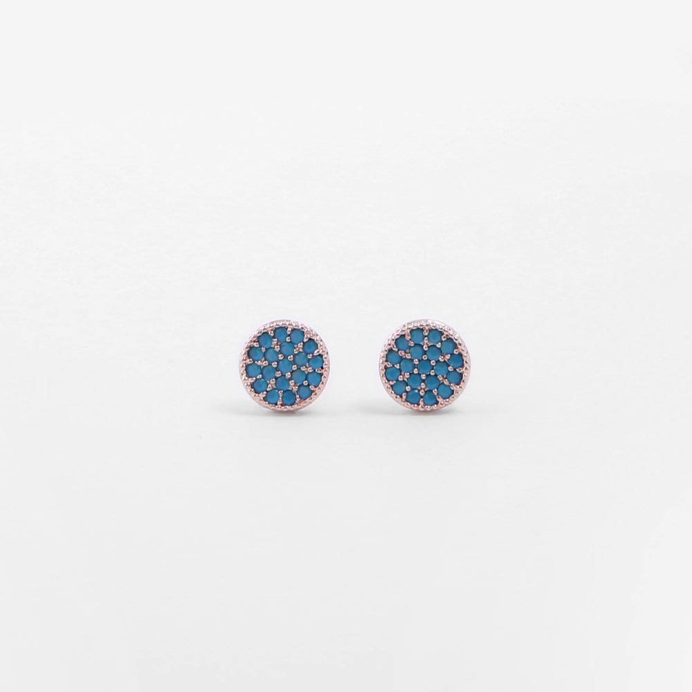 [Judy And Paul] Army Circle Turquoise Crystal Earrings E50983