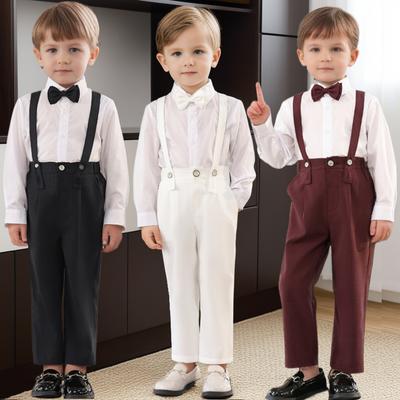 Toddler Birthday Tuxedo Outfit Summer British Style Boys Wedding Suit Set White Elegant Kids Choir Performance Formal Wear 6 8 Y