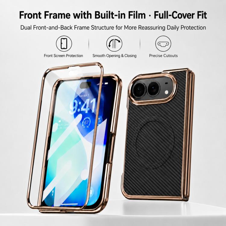 Electroplated Carbon Fiber Texture Magnetic Integrated Film Phone Case