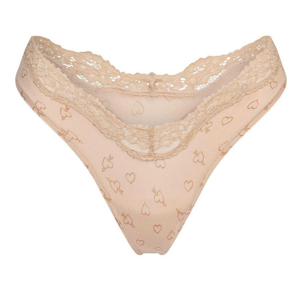Skims Womens/Ladies Fits Everybody Heart Lace Dipped Hem Thong