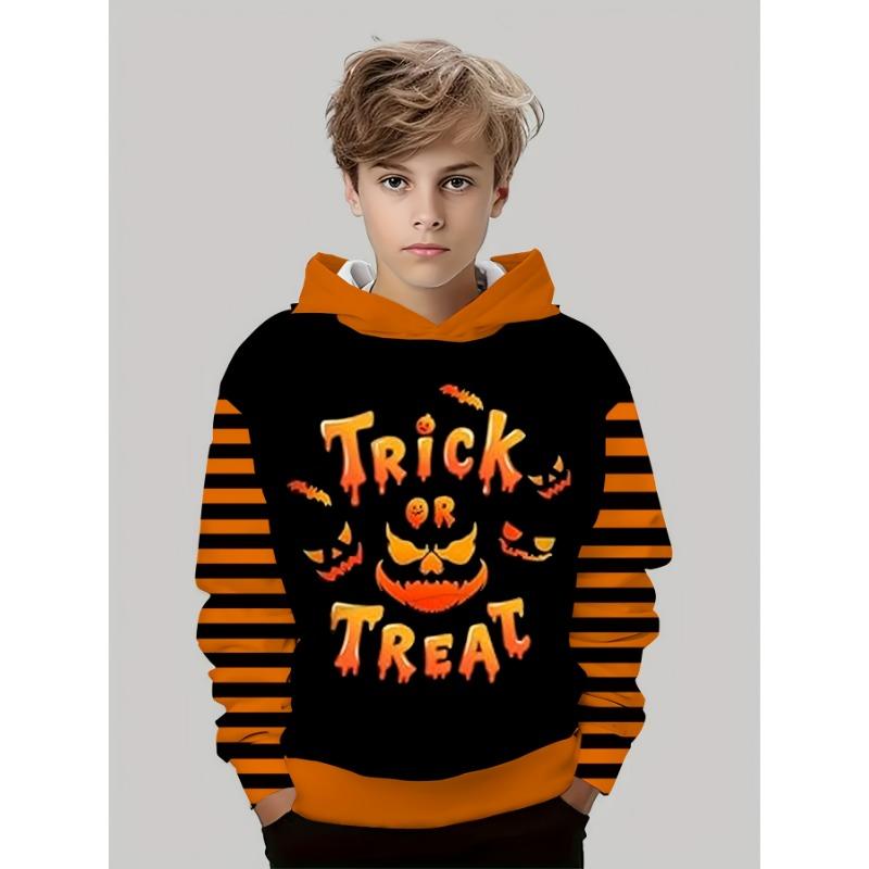 Halloween Kids Clothes Boy Clothes Pumpkin Print Long Sleeve Hoodies Cartoon Halloween Thin Sweatshirt Tops Children's Clothing