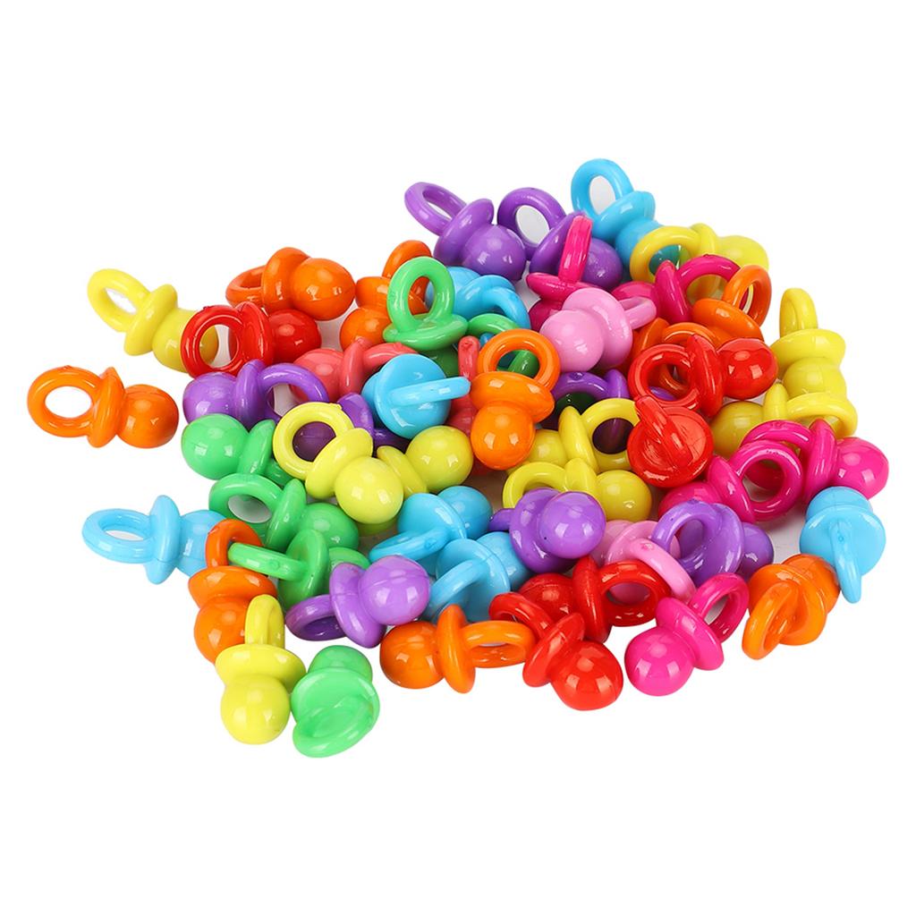 100Pcs Acrylic Pacifier Birthday Party Decoration Baby Baptism Soothing Mini Color Toys