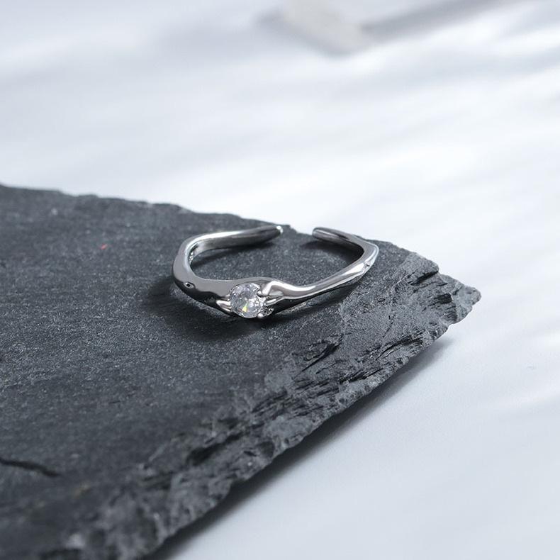 S999 Sterling Silver Unisex Couple Rings - Personalized, Cool, High-End Irregular Design, Openable Finger Rings Open Adjustable