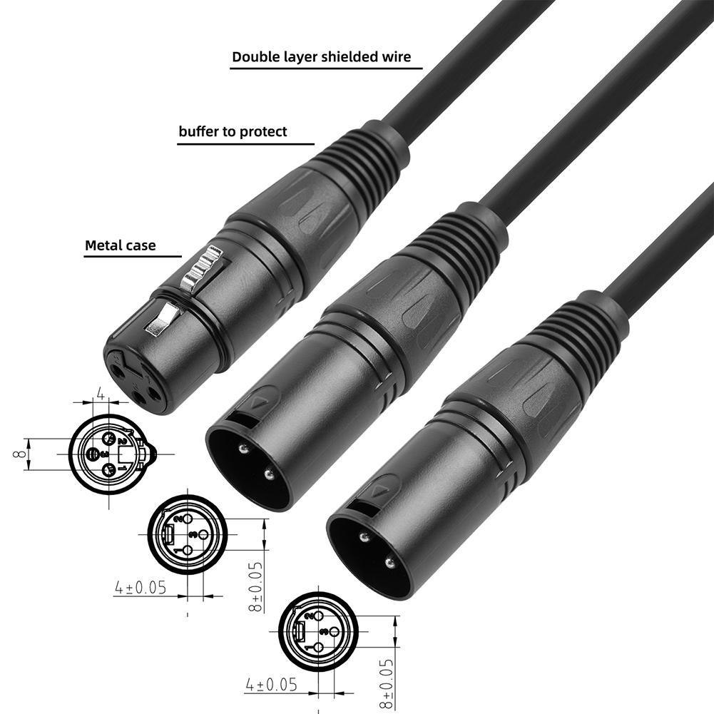50cm 3Pin XLR Female To Dual XLR Male Y-Splitter Cable 3Pin XLR Splitter Female To 2 Male Cable Microphone Cable