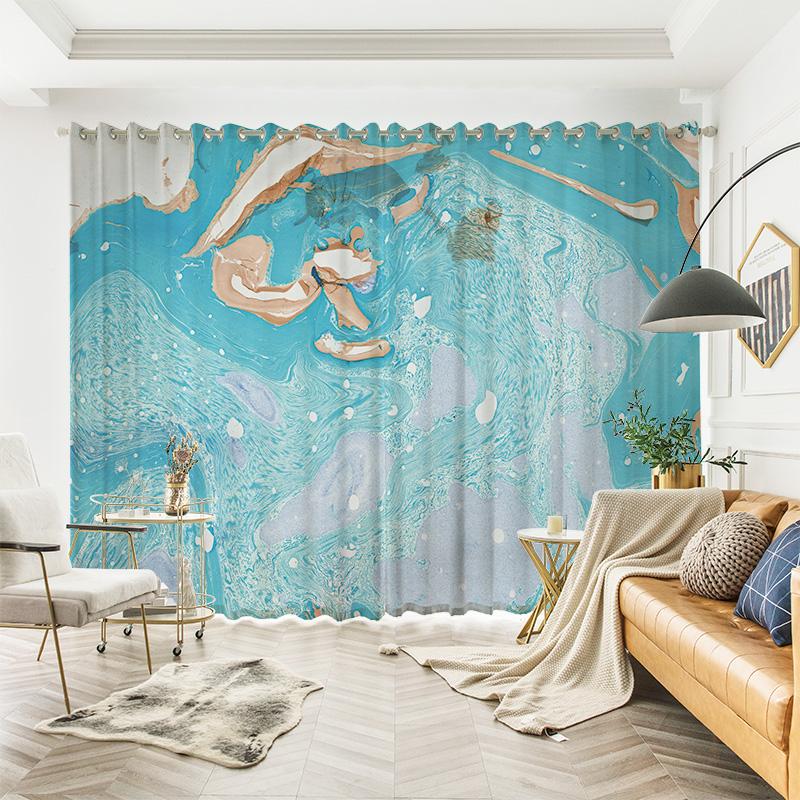 Custom Curtains for the Whole House Nordic Modern American Industrial Curtains Marble Curtains Living Room Bedroom Semi-shading