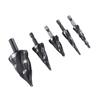 5Pcs Step Drill Bit Set 4 Spiral Flute HSS Bits 1 8in   1 3 8in with 1 4in 3 8in Hex Shank for Stainless Steel Aluminum