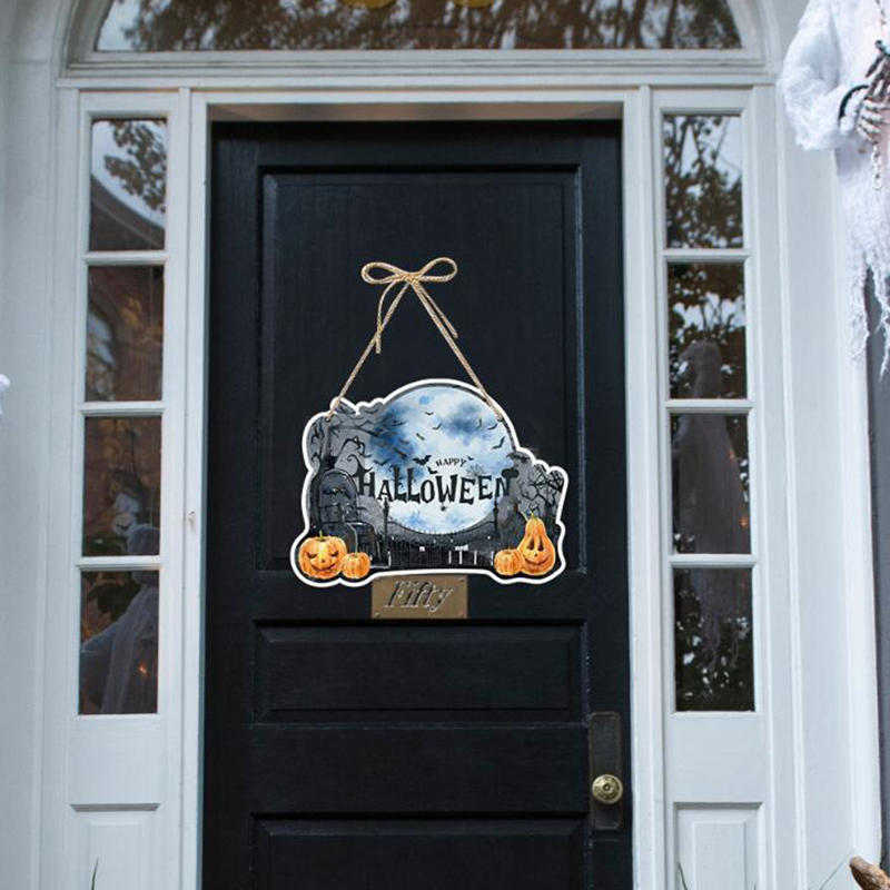 Creative Halloween Theme Spooky Ghost Paper Door Hanging Sign Front Door Porch Window Indoor Outdoor Party Scene Decor