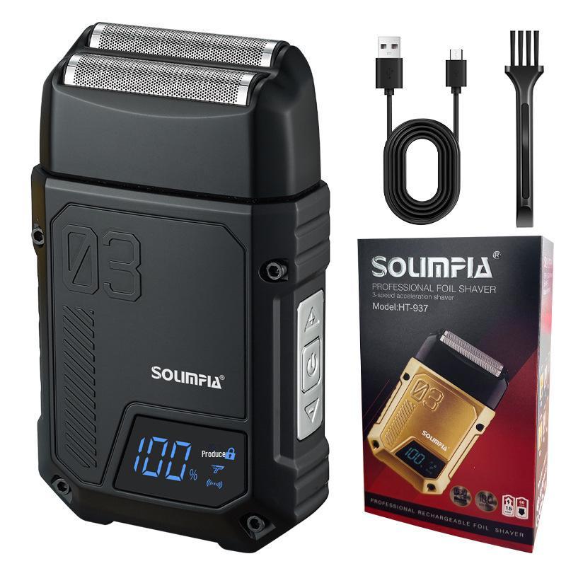 

New Washable Electric Shaver with Two-Blade Head & Three-Speed Beard Trimmer