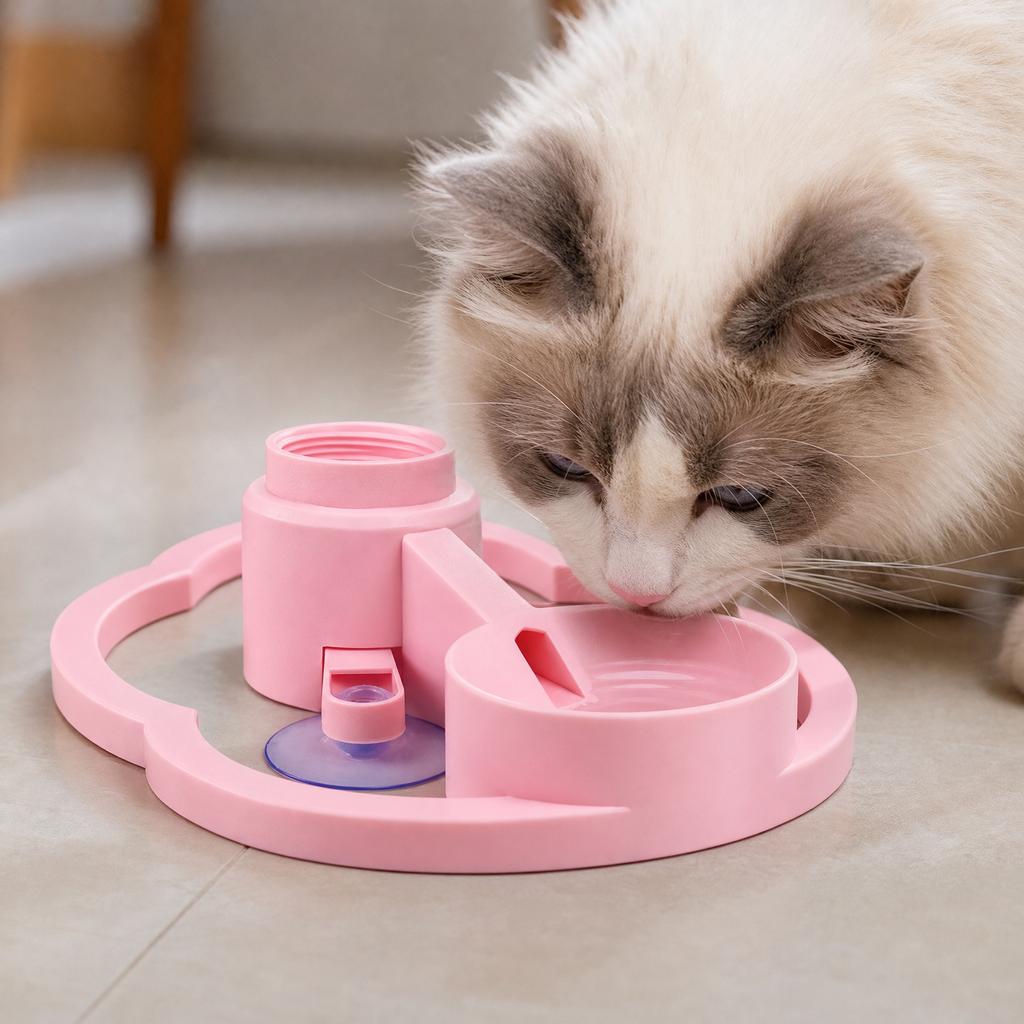 Pet Water Dispenser Bottle Holder with Suction Cup Mount for Small Pets Compatible with Standard Bottles Durable Plastic Frame