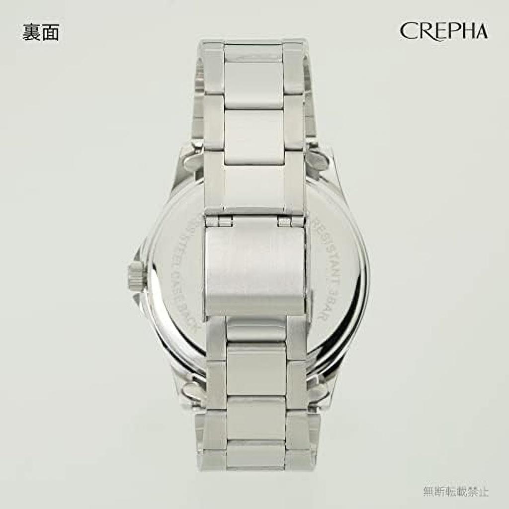 CREPHA Analog Japanese Quartz 3 ATM Water Calendar Function of the Simple Expandable Easy to Put On and Take Stainless Steel 18mm Band Suitable for