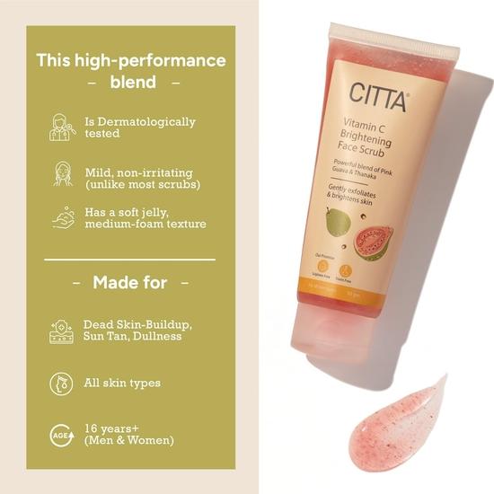 CITTA Vitamin C Aufhellendes Gesichtspeeling für Männer & Frauen | Peelt sanft und entfernt Bräune von fahler Haut | Fördert die Zellerneuerung | 50 g