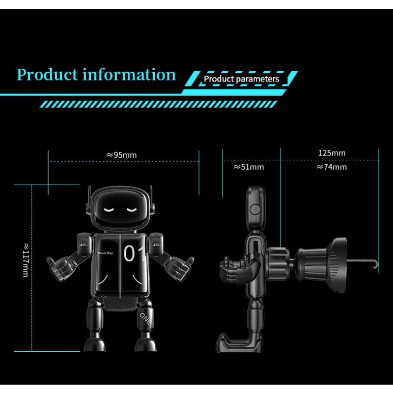 1PC Gravity Mechanical Robot Car Mobile Phone Holder Ventilation Installation Multi Functional ABS Material Navigation Bracket