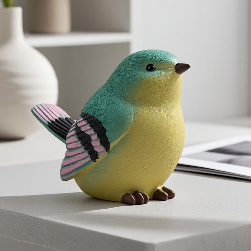 Elegant Enamel Magpie Figurine: High-Quality Small Bird Decoration for the Home