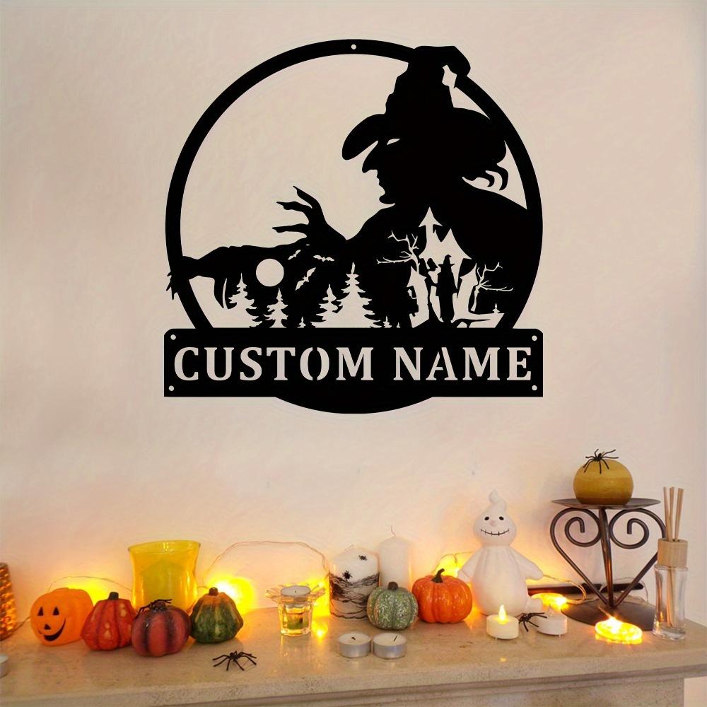 1 Stück Personalisierter Hexen-Metallschild für Außen, Tür, Heimdekoration, Hohl-Silhouette, Partygeschenk