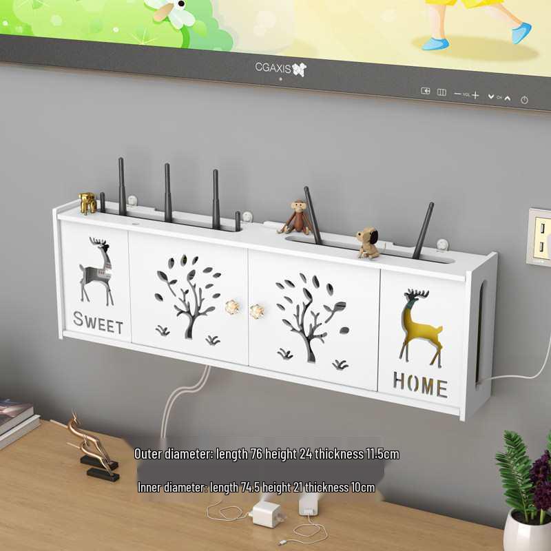Wall-Mounted No-Drill WiFi Router and TV Set-Top Box Shelf for Living Room/Bedroom