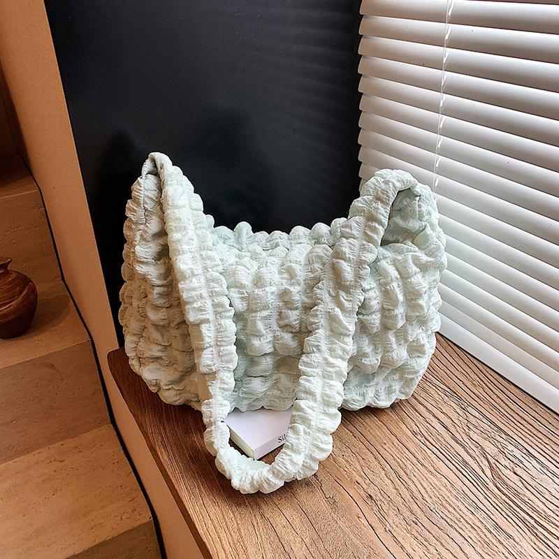Versatile Pleated Bag Shopping Bag Girl Heart Cloud Underarm Bag Women's New Solid Color Shoulder Bag Women