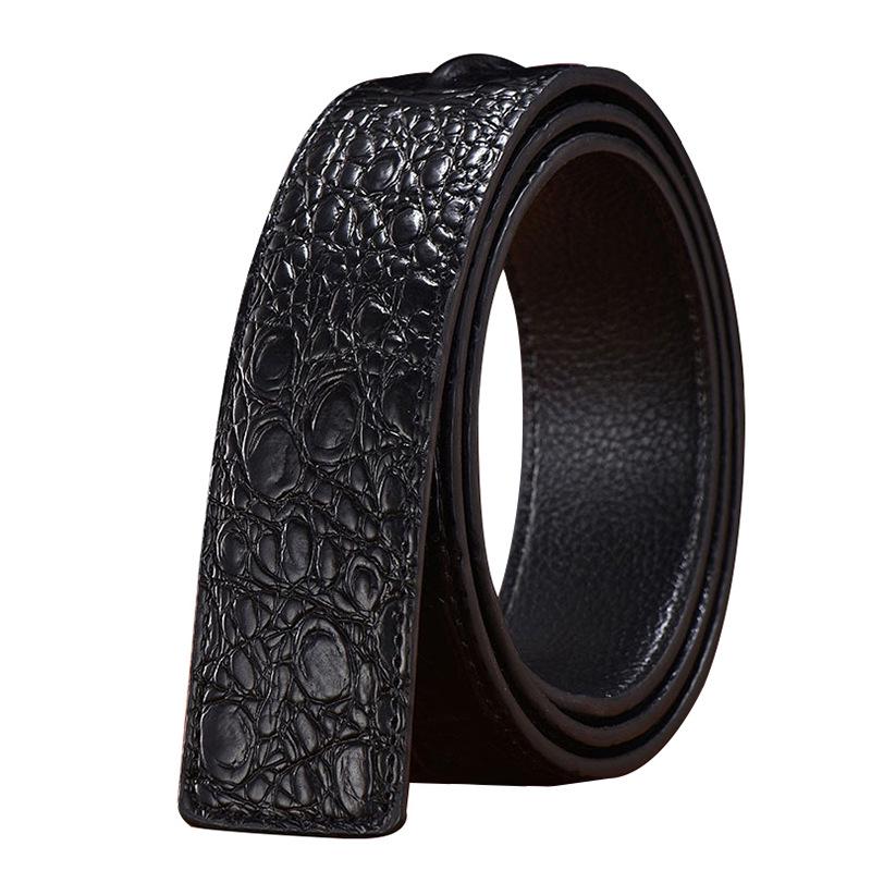 Men's Headless Crocodile Pattern Automatic Buckle Casual Belt with Fishbone Design