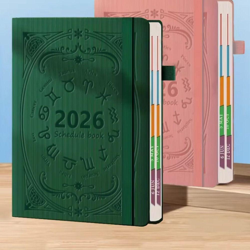 English A5 Agenda Planning Notebook Textured PU To-do List Notebook Office Work Planner  School