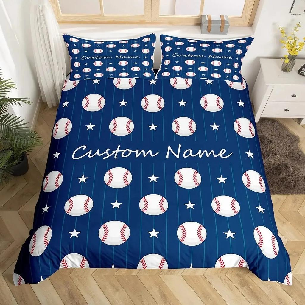 Individuelles Fußball Bettwäsche Set Name DIY Amerikanisches Fußball Spiel Weich mit Weichem Stoff Bettbezug Set Sport Thema Warme Deckenhülle für Kleine Jungen