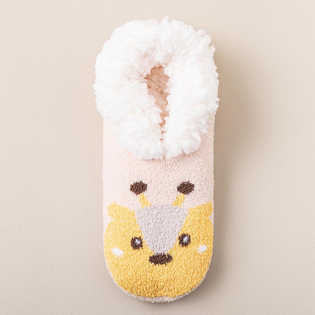 Gefütterte Damen-Socken ohne Bündchen mit Punkten, Warme dicke Haussocken für drinnen