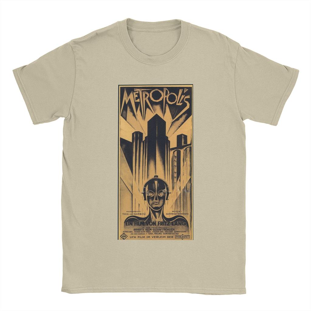 Neuheit Metropolis Fritz Lang Film T-Shirt für Herren O-Ausschnitt Baumwoll-T-Shirts Kurzarm-Tees Sommer-Tops