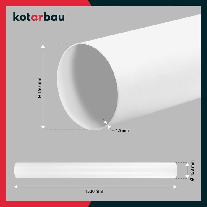 Ventilation Hose - KOTARBAU - 1500 Mm - Round PVC Tube - White - 150 Mm