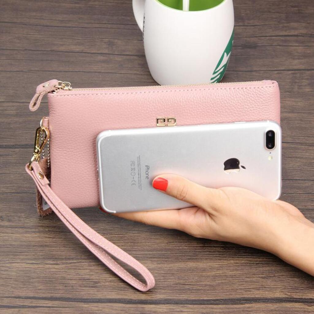 [Fairycase] Cute Pink Women's Wallet with Hand Rope Zipper and Coin Purse, Simple Card and Phone Case (Pink)
