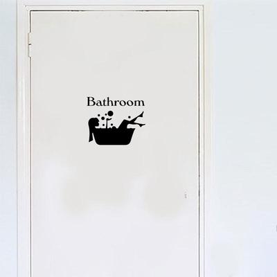 Bath Time Vinyl Door Sticker Removable Bathroom Art Decal Door Stickers Bathroom Waterproof DIY Creative Wall Sticker