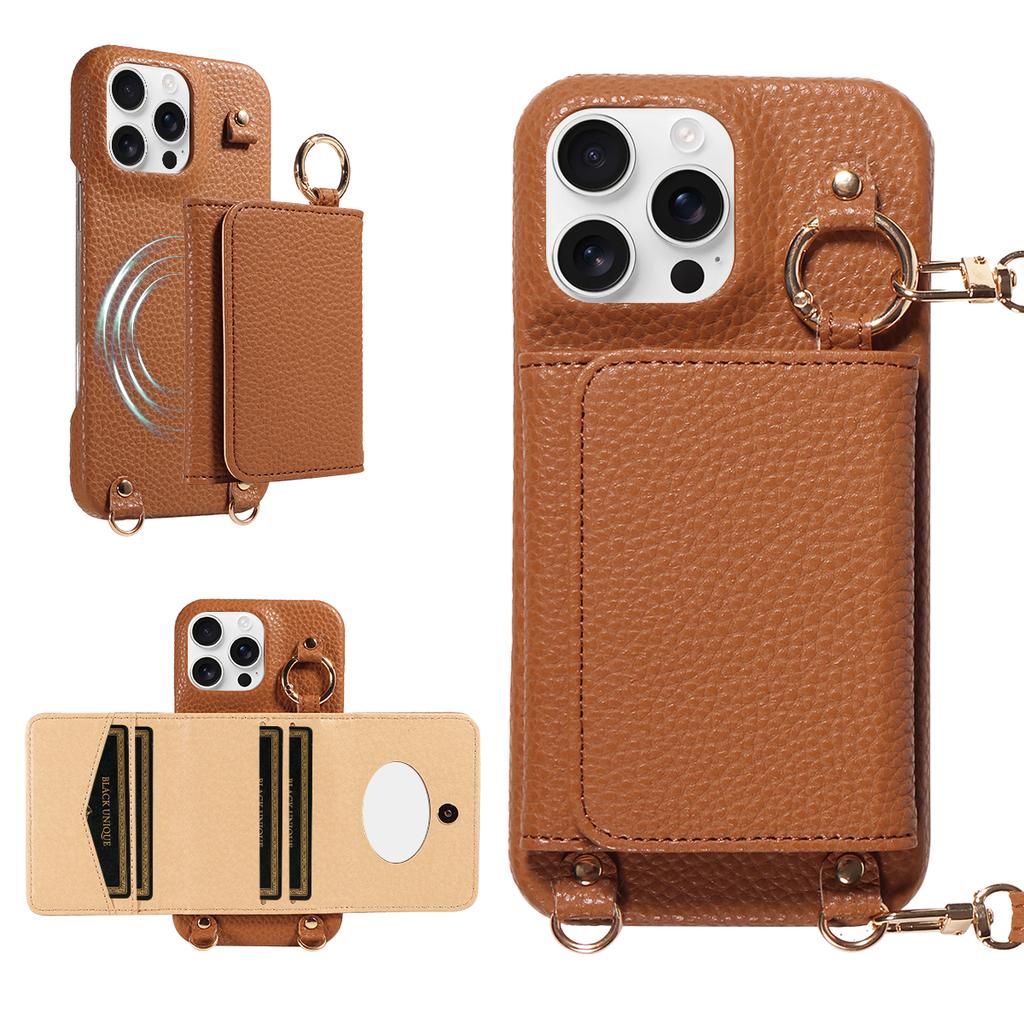 Magnetic Wireless Charging Leather Phone Case for IPhone16promax 16e 15 14 13 12pro Plus Anti Theft Brush Anti Drop Wallet Cover
