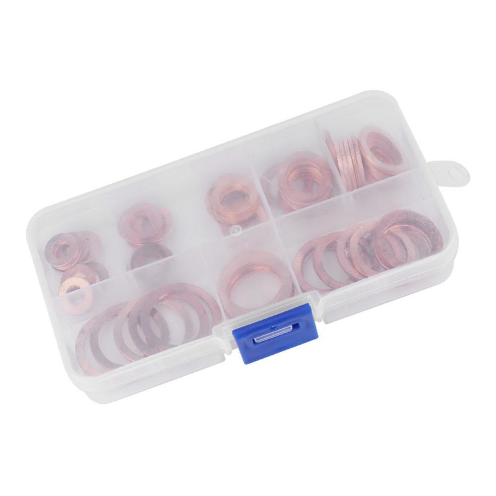 80PCS Multi-Use Copper Sump Plug Washers Storage Box Round Copper Washers Copper Washer Kit Generators