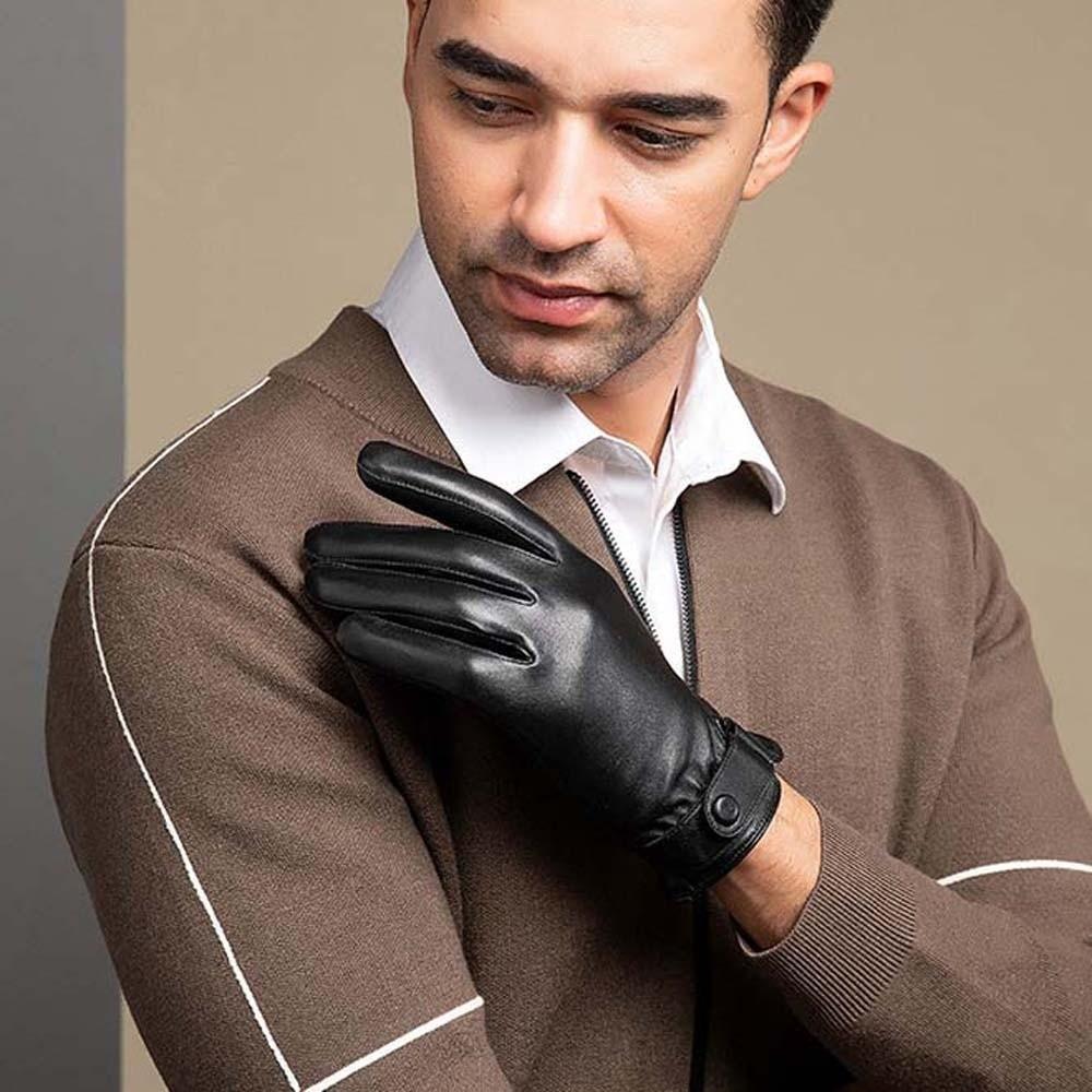 1pair Waterproof PU Anti-cold Gloves Soft Windproof Mittens Gift Men Finger Mittens Autumn