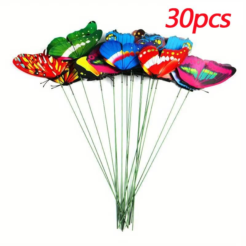 10/20/50pcs Butterfly Decoration Stakes 3D Artificial Butterfly Yard Planter Flower Pot Home Party Garden Patio Decoration
