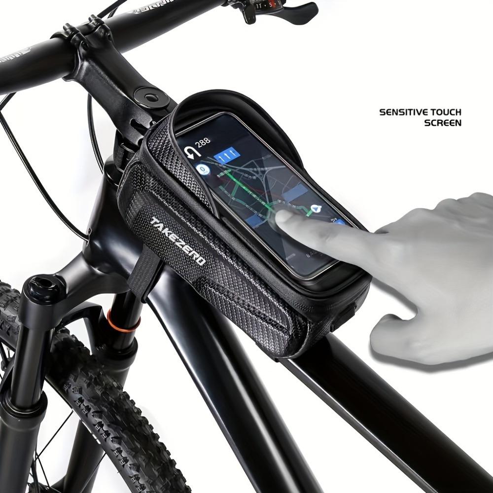 Handyhalter Tasche für Fahrrad Fahrradzubehör Vorderrahmen Lenker Oberrohr Handy Tasche mit Regenschutz Kompatibel mit Handys unter 6,8 Zoll