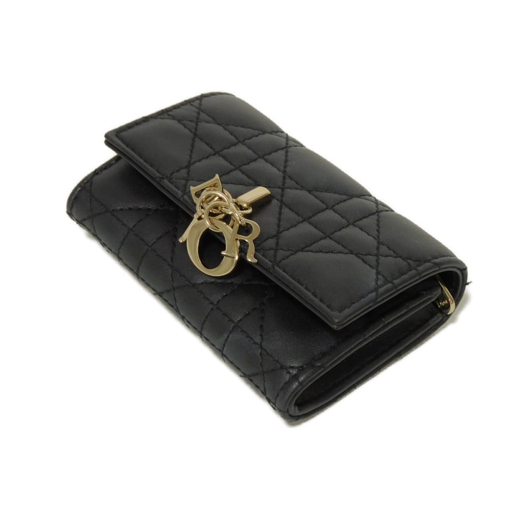 Used 10656 Glycine Wallet S0966ONMJ_M900 7941 Current Logo Charm Coin Purse Card Case Cannage Black Women's from Japan