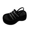 2025 Summer Platform Flats Women's Fashion Sandals Fashion Crystal Narrow Band Dress Slides Outdoor Shoes