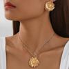 Flower Necklace Alloy Flower Sunflower Double Layer Engraved Necklace Open Sunflower Clavicle Chain