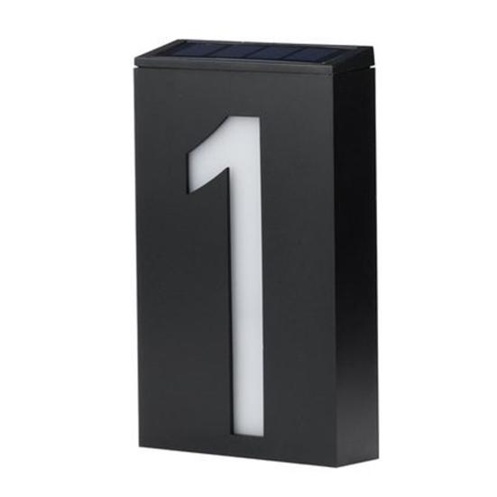 Solar Powered 0-9 LED Light House Address Number Street Road Doorplate Wall Lamp
