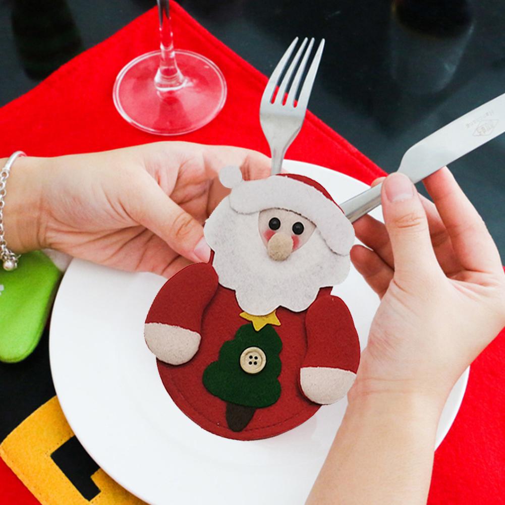 3pcs Christmas Decoration Supplies Restaurant Hotel Decoration Snowman Knife and Fork Bag Creative Tableware Set Christmas Decor