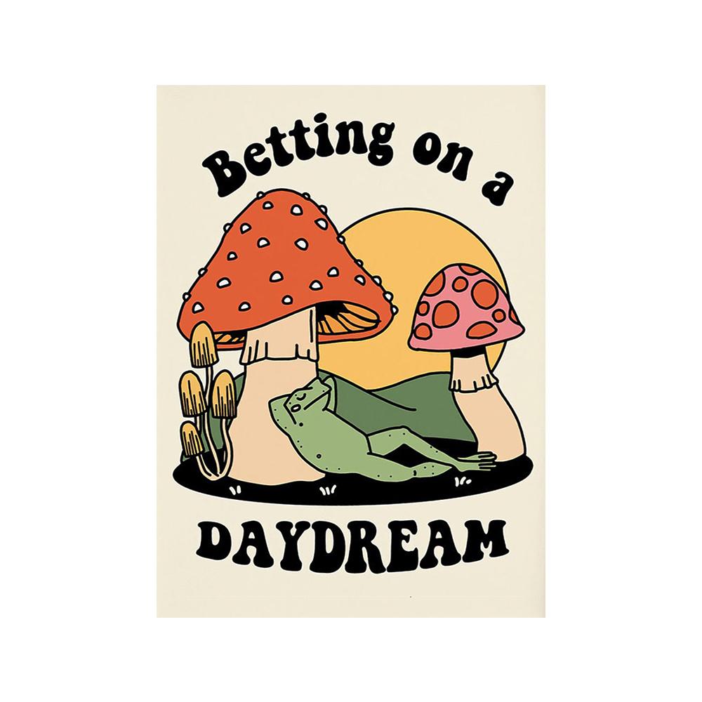 You're Definitely a Funny Poster with Retro Fungi from the '70s, Fancy Hippies, Ball, Dancing Frogs, Canvas, Painting, Wall Art Photography